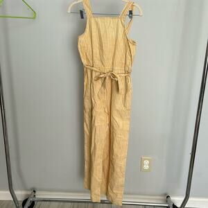 Girls large wide leg copper key romper yellow and white